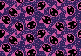 Halloween cat and pumpkins seamless ghost and skulls and poison pattern for wrapping paper and fabrics