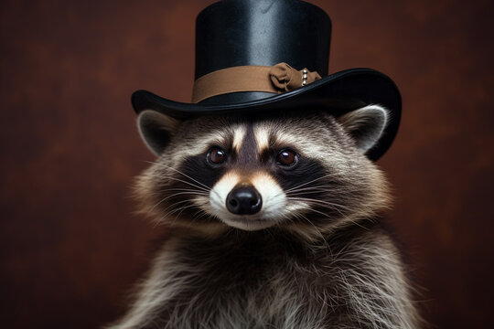 raccoon wearing a cowboy hat