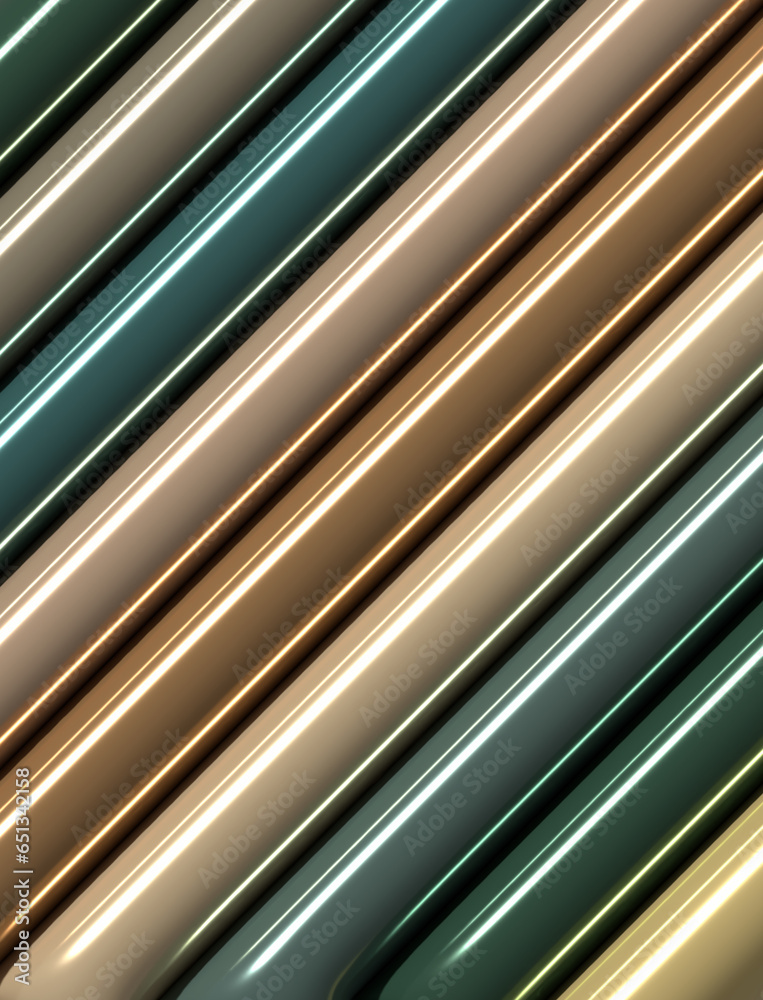 Poster multicolored inflated lines with a shiny surface, 3d rendering illustration