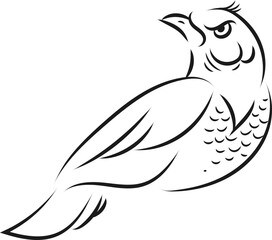 Bird Tattoo, illustration, vector on a white background.