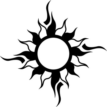 Sun tattoo, tattoo illustration, vector on a white background.