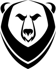 Bear head tattoo, tattoo illustration, vector on a white background.