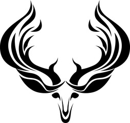 Deer hornes tattoo, tattoo illustration, vector on a white background.