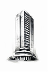 Building icon of skyscraper isolated sketch, Generative Ai
