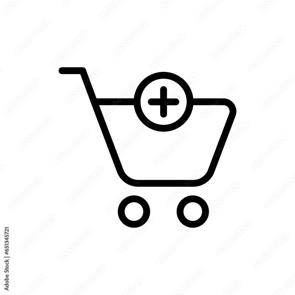 Poster add to shopping cart icon, shop basket symbol with plus icon symbol