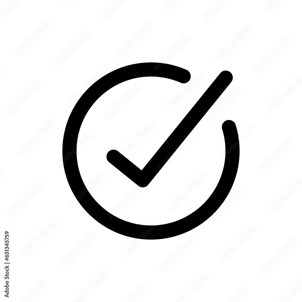 Leinwandbilder check mark icon, check box icon set. line circle. tick box symbol in green with correct, accept checkmark icons , check list frame - checkbox symbol vector sign