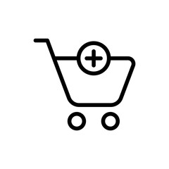 add to shopping cart icon, shop basket symbol with plus icon symbol