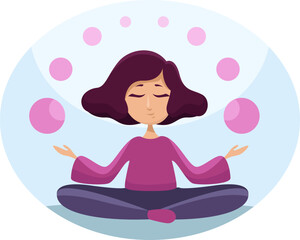 Girl meditating, illustration, vector on a white background.