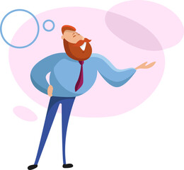 Businessman with tie, illustration, vector on a white background.