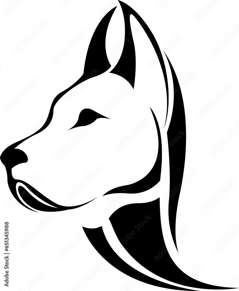 Sticker Dog head tattoo, tattoo illustration, vector on a white background.