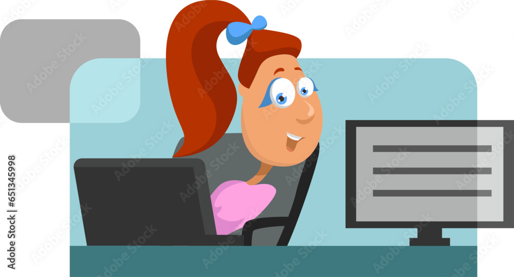 Sticker Girl on a work day, illustration, vector on a white background.