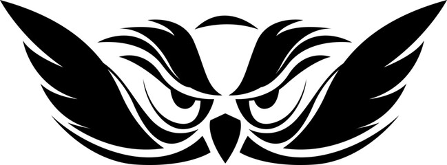 Owl head tattoo, tattoo illustration, vector on a white background.