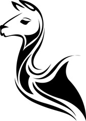 Lama head tattoo, tattoo illustration, vector on a white background. © Morphart