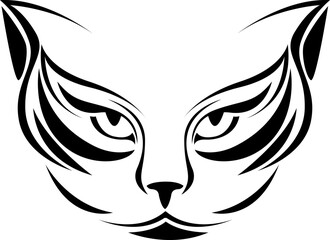 Cat face tattoo, tattoo illustration, vector on a white background.