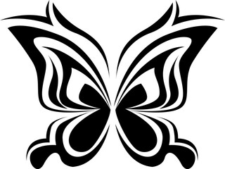 Beautiful butterfly tattoo, tattoo illustration, vector on a white background.