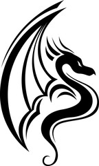 Dragon tattoo, tattoo illustration, vector on a white background.