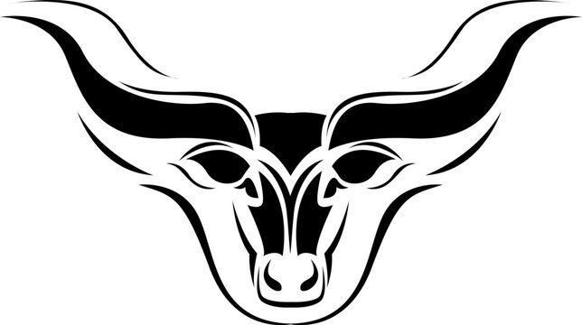 recommend clip art: Bull with hornes tattoo, tattoo illustration, vector on a white background.