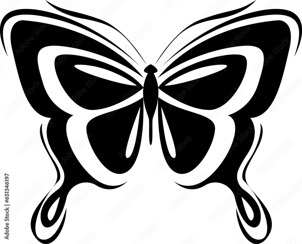 Poster Butterfly tattoo, tattoo illustration, vector on a white background.