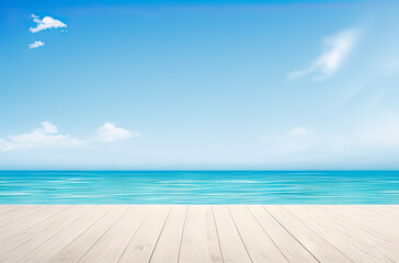 Fototapeta premium Summer product background, blue sea background ( product placement)