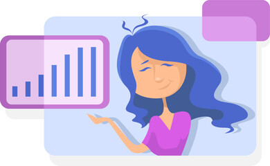 Girl with blue hair, illustration, vector on a white background.