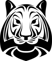Tiger head tattoo, tattoo illustration, vector on a white background.