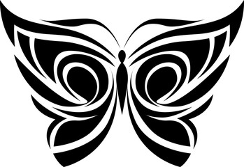 Beautiful butterfly tattoo, tattoo illustration, vector on a white background.