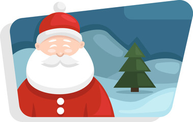 Santa Claus on snow, illustration, vector on a white background.