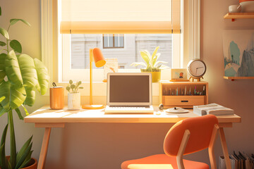 Notebook/Laptop auf einem Schreibtisch - Moderner Arbeitsplatz