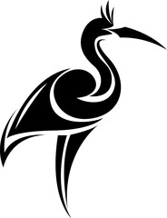 Stork bird tattoo, tattoo illustration, vector on a white background.