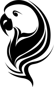 Parrot bird tattoo, tattoo illustration, vector on a white background.