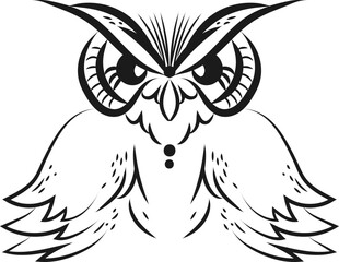 Owl tattoo , illustration, vector on a white background.
