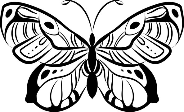 Tattoo of a butterfly , illustration, vector on a white background.