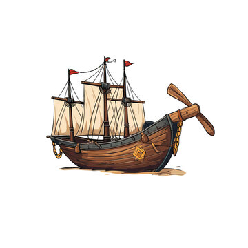 Pirate ship flat vector design