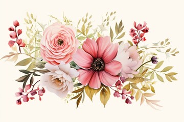 Hand-painted floral artwork ideal for summer-themed cards and event invitations. Generative AI