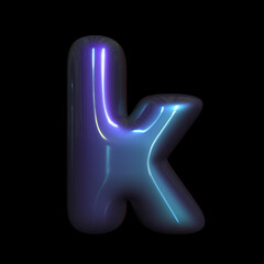 metaverse letter K - Small 3d futuristic font - Suitable for technology, cyberspace or science related subjects