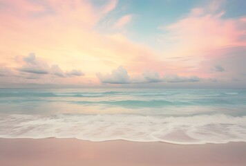 Fototapeta na wymiar Sunset Paradise: Ethereal Atmosphere Over a Coastal Haven