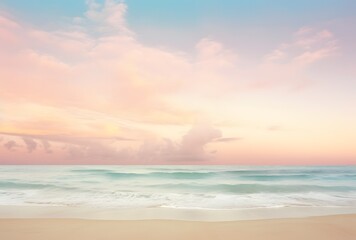 Fototapeta na wymiar Beachfront Heaven: A Sunset Painting the Sky in Pastel Hues
