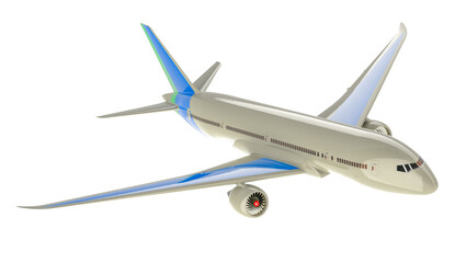Airplane, plane. 3D rendering isolated on transparent background