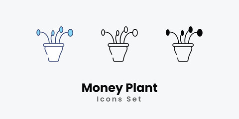 Money Plant icons set plant icon indoor plant nature green plant stock illustration
