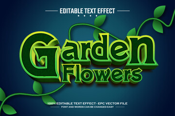 Garden flowers 3D editable text effect template