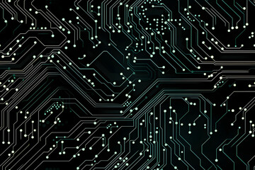 A close-up view of a computer circuit board with intricate patterns of electronic components, seamless pattern