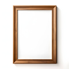 isolated thick wooden picture frame on white background