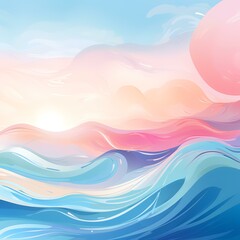 Fototapeta na wymiar Abstract ocean wave with sun and sky curvy lines and fluid swirls Copy space backdrop for text
