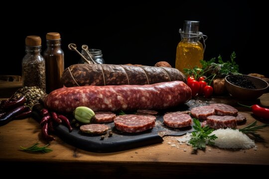 Savory Delights: A Mouthwatering Capture of Ossenworst, the Finest Raw Beef Sausage