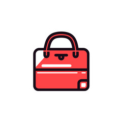Delivery bag vector icon in minimalistic, black and red line work, japan web