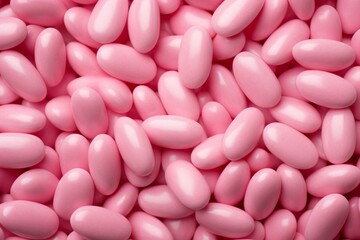Obraz na płótnie Canvas Closeup of numerous pink chewing gums as background. Generative AI