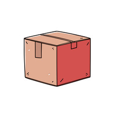 Cardboard Box vector icon in minimalistic, black and red line work, japan web