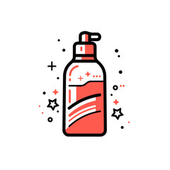 Stain remover vector icon in minimalistic, black and red line work, japan web