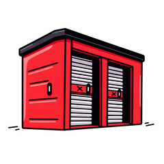 Storage Unit vector icon in minimalistic, black and red line work, japan web
