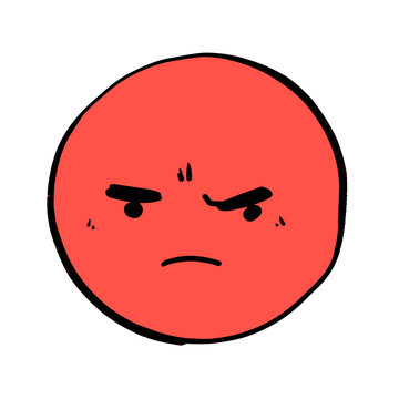 Frowny Face vector icon in minimalistic, black and red line work, japan web